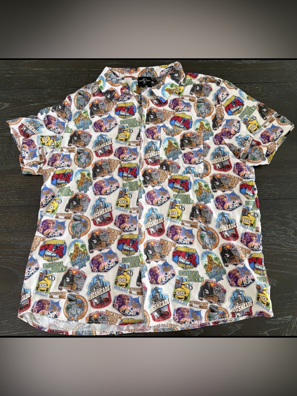 Universal Multicolor Patch Print Button-Down Shirt